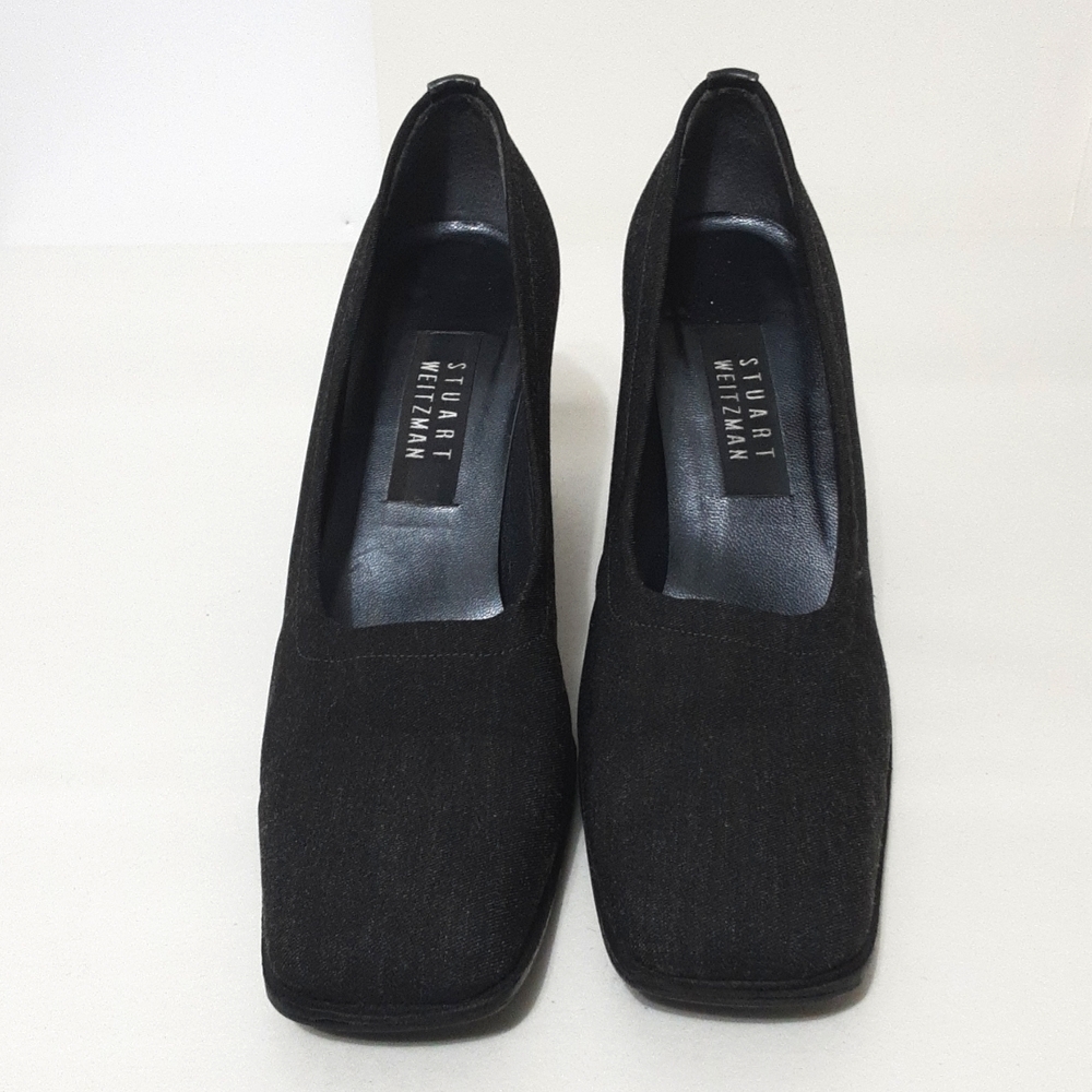 Stuart Weitzman‎ Black Grayish Denim Platform Heel